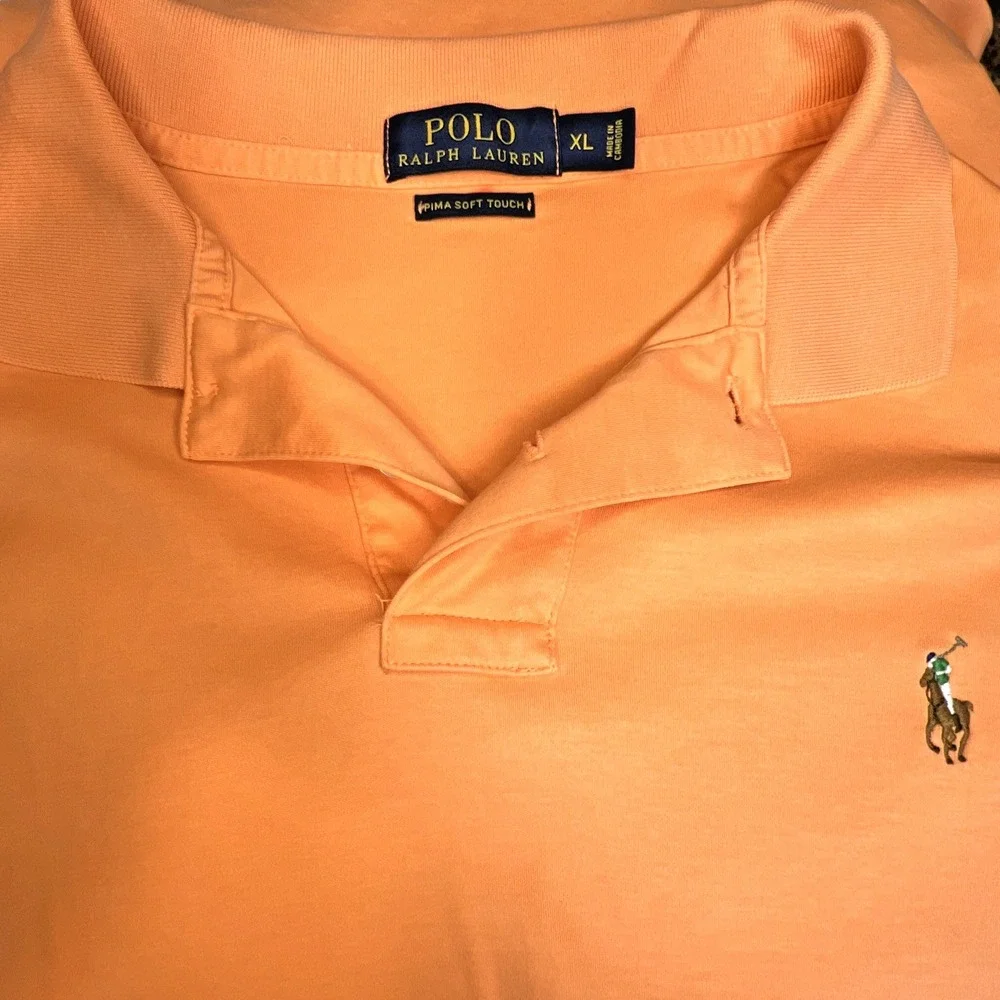MENS POLO RALPH LAUREN Shirt XL Orange Polo Pima Soft Touch Colored Pony Preppy